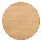 Top view highlighting oak wood grain pattern on round coffee table surface