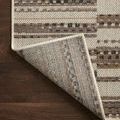 Rug corner flipped over revealing backing material and construction