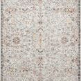 Traditional style navy rug with faded floral patterns and soft, muted color palette