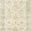 Rosette beige and multi vintage style rug with intricate soft floral and geometric pattern in muted tones