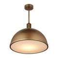 Frosted diffuser illuminated from below with warm glow inside dome-shaped pendant