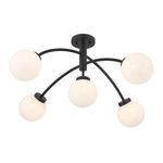 Overhead view of Redfield semi-flush mount showing orb and arm layout
