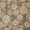 Botanical area rug with large-scale floral design in olive, cream, blue, and muted red hues