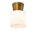 Ceiling flush mount with alabaster cylindrical shade and oil rubbed bronze tapered base