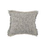 Square Brentwood Pillow with chunky bouclé texture in heathered cream and gray yarns, with fringed edges
