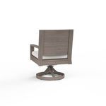 Rear view showing horizontal slats and driftwood finished swivel base of the Laguna chair