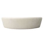 Rear view displaying the sofa’s smooth curved back fully upholstered in cream fabric