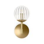 Sunset Sconce with globe shade facing upwards and visible bulb details