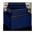 Stacked boxes with smaller lid removed showing interior detail of smaller navy lacquer box