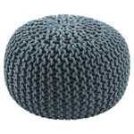Visby Teal Textured Round Pouf image 1