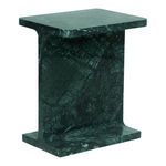 Tullia accent table angled reversed side view highlighting marble texture and smooth vertical panel