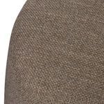 Partial top and side perspective focusing on tight, even fabric weave on ottoman