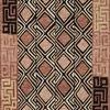 Nala Rose Black Rug with tribal-inspired geometric patterns in earth tones, hand-tufted wool with a patterned border