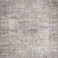 Wynter Silver / Charcoal Rug with a vintage-inspired faded floral medallion pattern in soft gray and charcoal tones