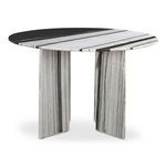 Side profile of Celia round dining table showing the thickness and edge detail of the marble tabletop