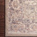 Faye Taupe Denim Rug with a soft, distressed floral and traditional motif in muted taupe, denim, and beige tones