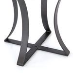 Detailed view of metal base connection featuring gunmetal finish and screw fastening
