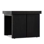 Dark brown finish Warby End Table shown with solid panel legs and thick tabletop from the front