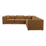 Lowtide sectional shown from front right angle highlighting the deep seat cushions and plush throw pillows
