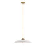 Hadley pendant with closer perspective focusing on ribbed ribbed opal glass shade curvature