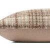 Side profile of the Beau Brown / Ivory Pillow showing solid beige fabric on one side and check pattern on the other