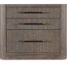 Front view showing symmetrical drawer alignment and centered keyhole of lateral file