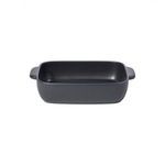 Seed grey rectangular stoneware baker with two small handles, suitable for casseroles and lasagnas