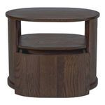 Tommy nightstand with drawer open seen from a slight rear right angle