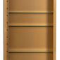 Gold cabinet open front view revealing three adjustable glass shelves inside