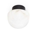 Flush mount light showing a more translucent alabaster globe with subtle veining visible
