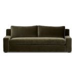 Yelena Sofa in dark brown with straight front view and two back cushions