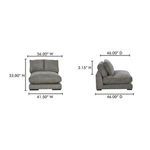Plunge sofa with dimensions labeled: 56" wide, 33" high, 46" deep, showing front and side measurements.