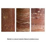 Close-up showing reddish natural marble texture and veining variations in lamp base
