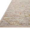 Close-up of the Milena Ivory/Ochre rug showing flat weave edges and detailed faded ochre and gray pattern