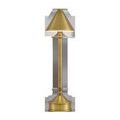 Traipse Brass Cordless Table Lamp with polished brass finish, petite size, cone shade, and round base with switch