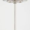 Polished steel ceiling mount and rod supporting small pendant light fixture
