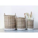Product Image 2 for Wren Beige Rattan Baskets With White Dipped Base & Handles (Set Of 3 Sizes) from Creative Co-Op