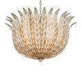 Side view of chandelier showing leaf arrangement and gold base at bottom