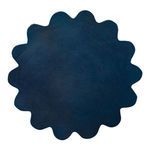 Top-down view showing scalloped edge and solid dark blue finish of Taffy Accent Table