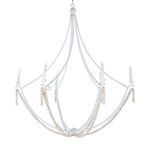 Nakita Chandelier viewed from a different side angle showing the opposite curvature of metal rods and bead draping