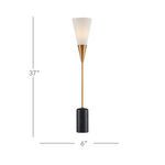 Martini Black Torchiere Table Lamp with 37 inch height and 6 inch base width measurements displayed