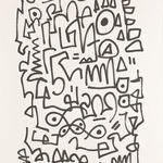 Close-up of intricate black line patterns on cream-colored paper in minimalist style