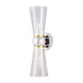 Byford Bath Wall Sconce angled to show side profile of nickel and brass wall mount