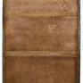 Back view showing plain wood panel backing with horizontal support braces and metal edges