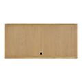 Solid oak back panel of Margot Natural Oak Credenza with visible screws and cable access hole