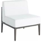Santa Barbara Slate Gray Sectional Slipper with white cushions and sturdy gray metal frame