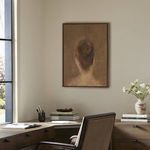 painting Figure 2 displayed on a light beige wall above a wooden desk in a modern styled room with natural light