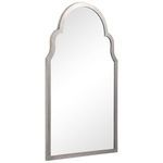 Olivia Mirror tilted slightly to right highlighting arch top and silver frame texture