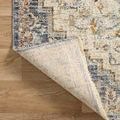 Rug lifted at one corner revealing tightly woven cotton backing and beige tonality