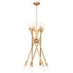 Chandelier viewed from straight side angle showing vertical orientation of crisscrossed arms